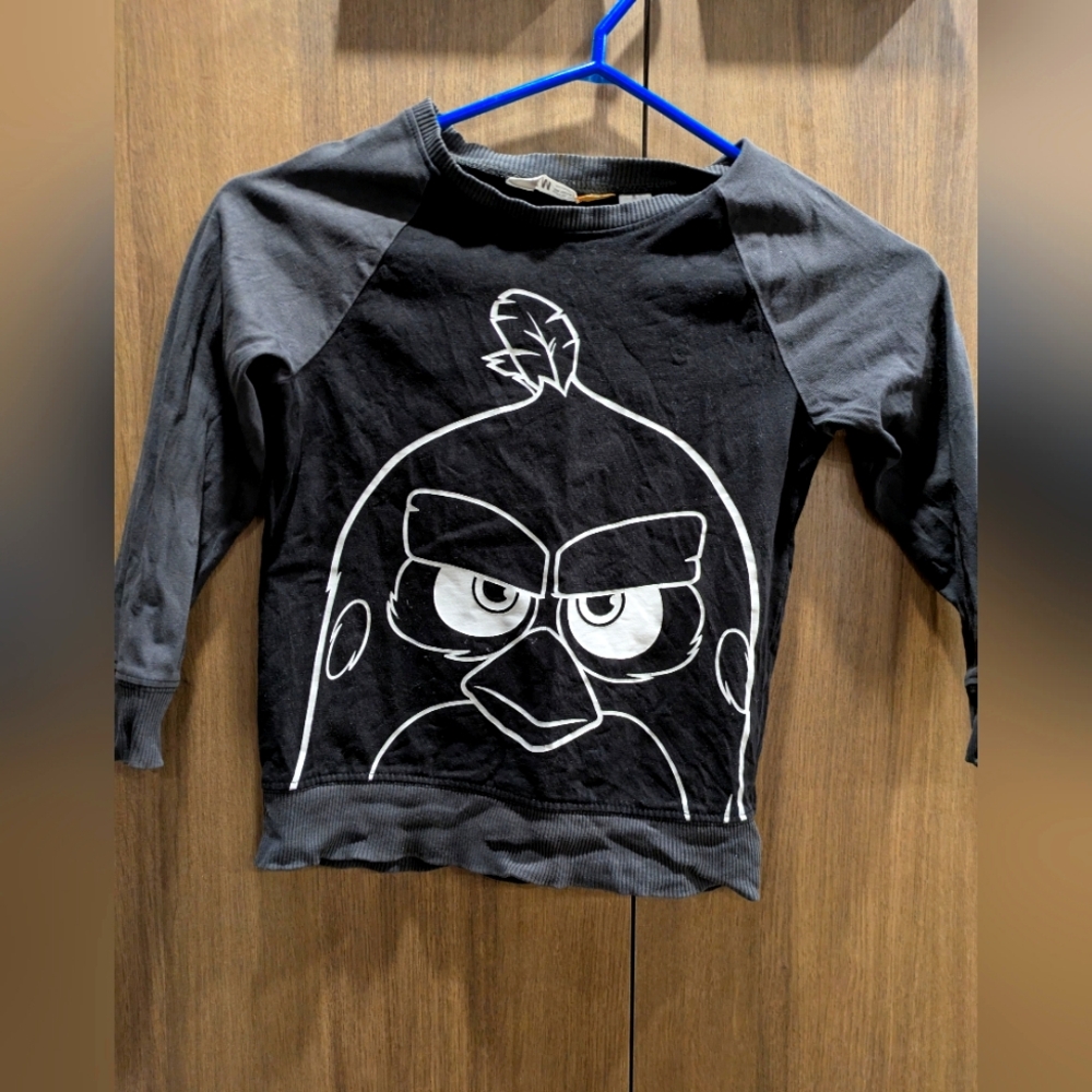 🌞4/20$ H&M Kids Black Angry Bird Sweatshirt 4-6Y